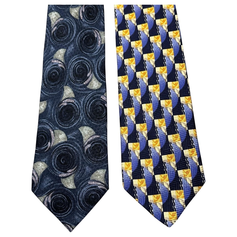 Villa Bolgheri Tie Mens Silk Made Italy Geometric Swirl Pattern‎ Necktie Formal